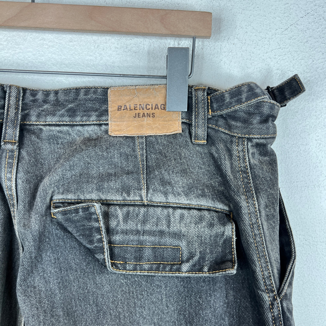 Balenciaga Washed Denim Convertible Cargo Pants