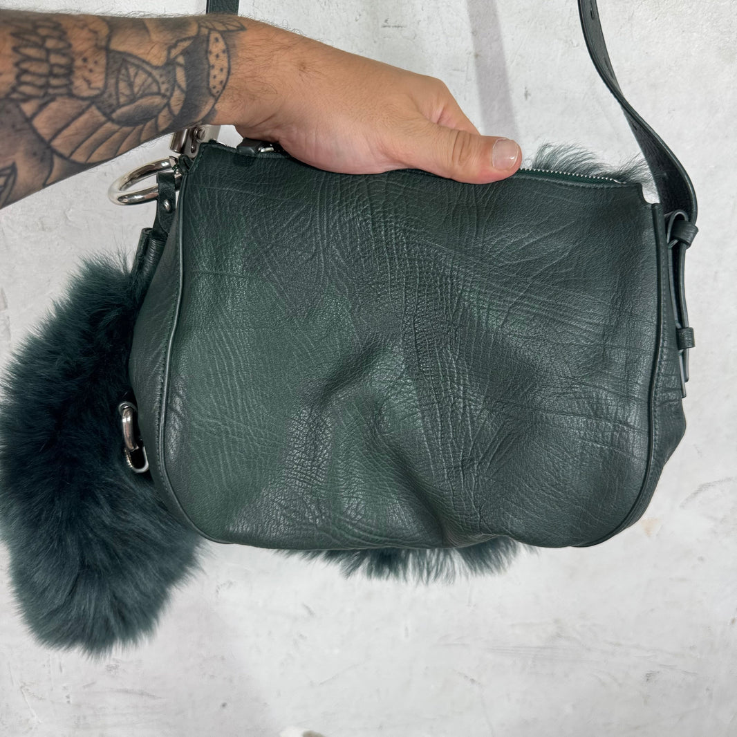 Burberry Fuzzy Leather Messenger Pouch Bag