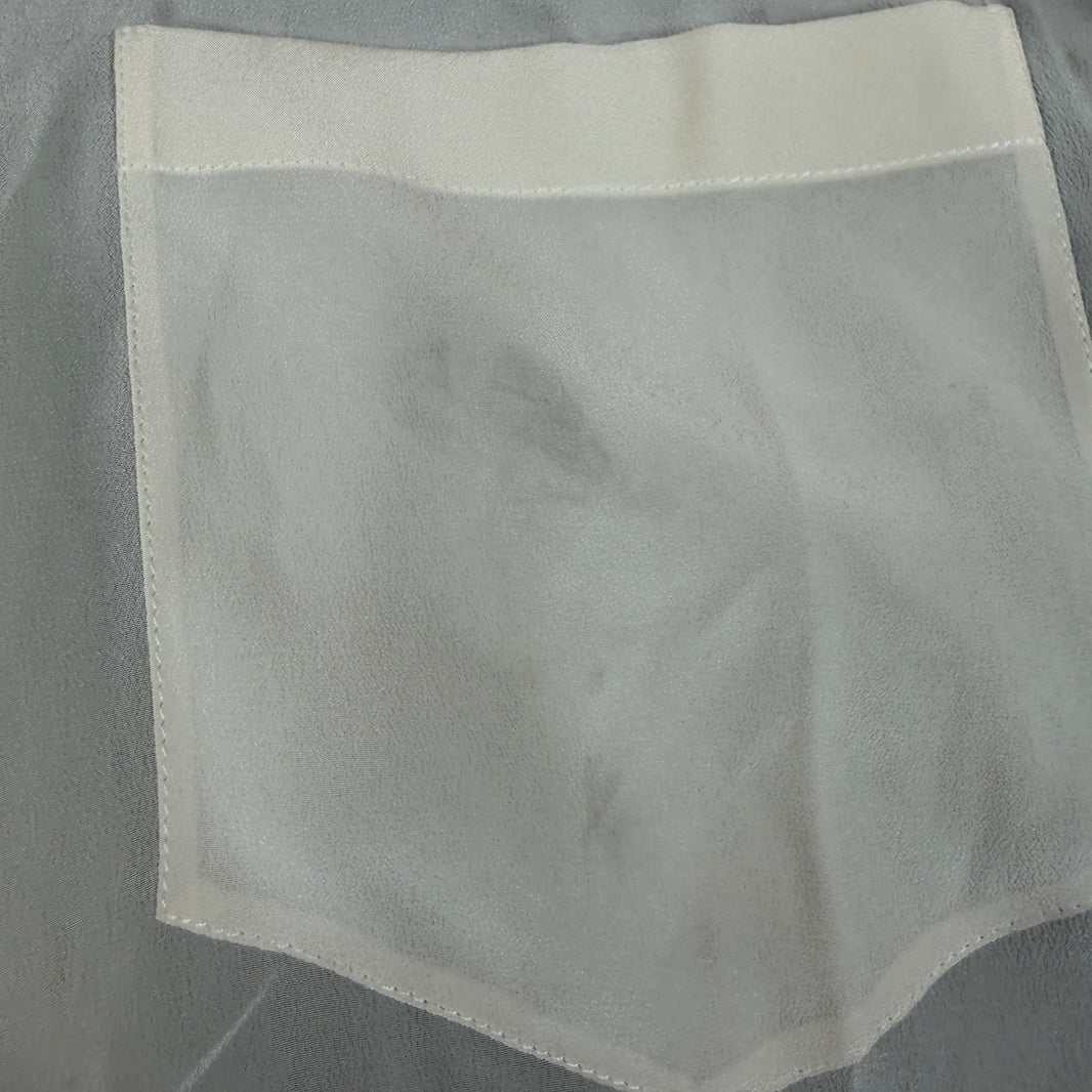 Givenchy White/Black Split Silk Button Up LS Shirt
