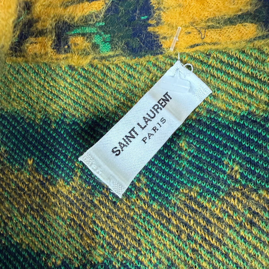 Saint Laurent Yellow Mohair Striped Cardigan