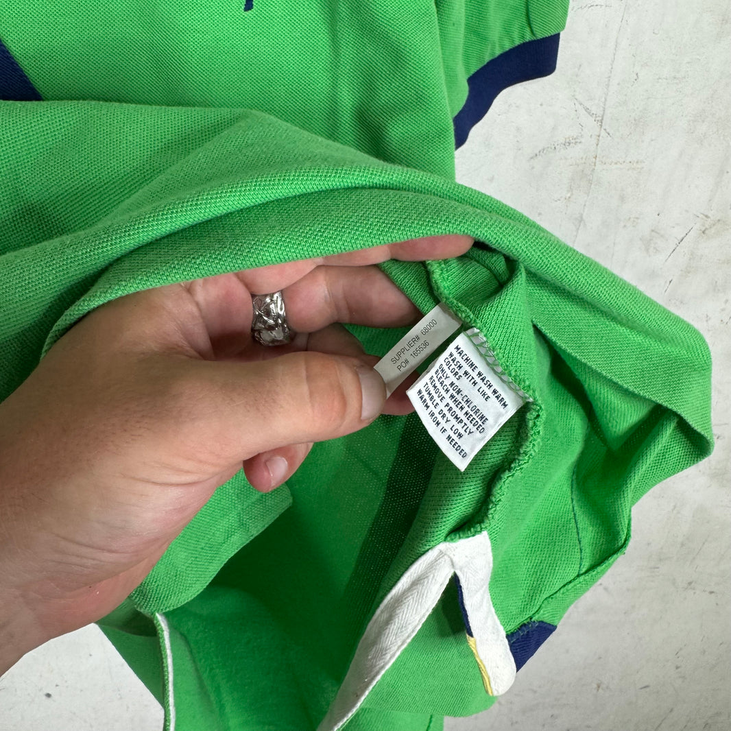 Ralph Lauren Green Blue Diagnal Strip Big Pony Polo