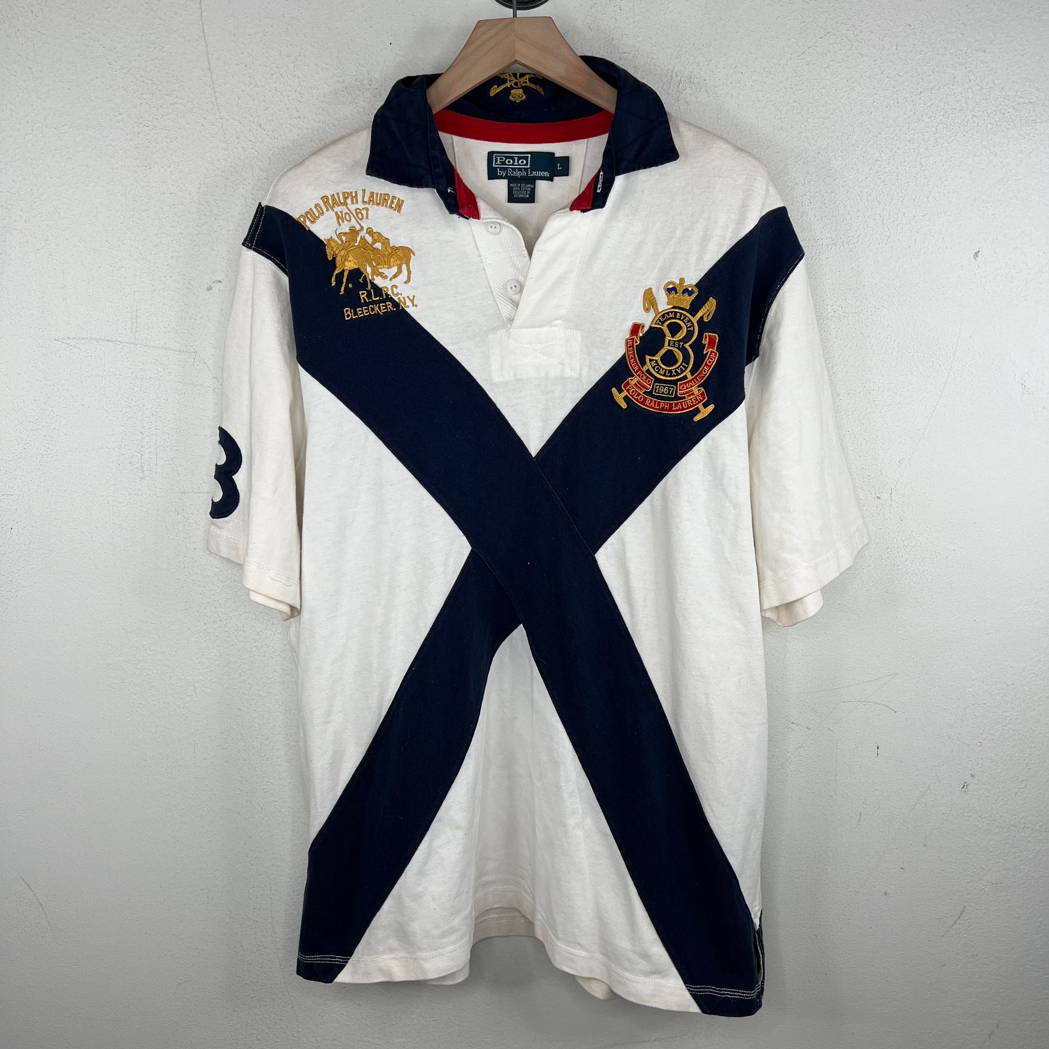 Polo Ralph Lauren White Double Stripe Crest Polo T-Shirt