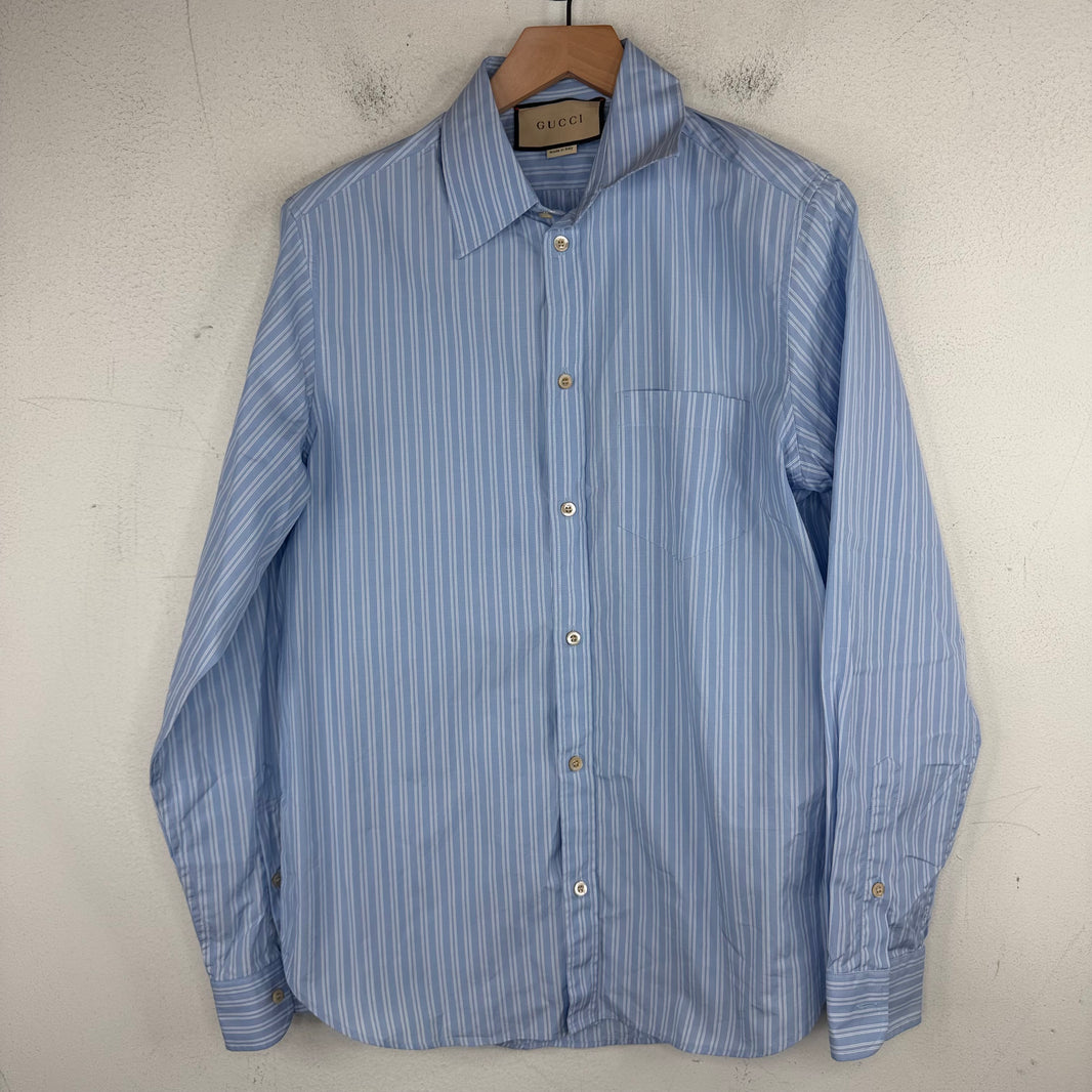Gucci Blue Striped Button Up Shirt