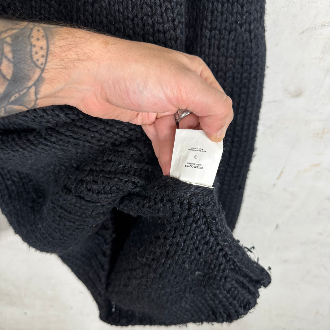 Undercover Leather Lace Up Heavy Knit Sweater