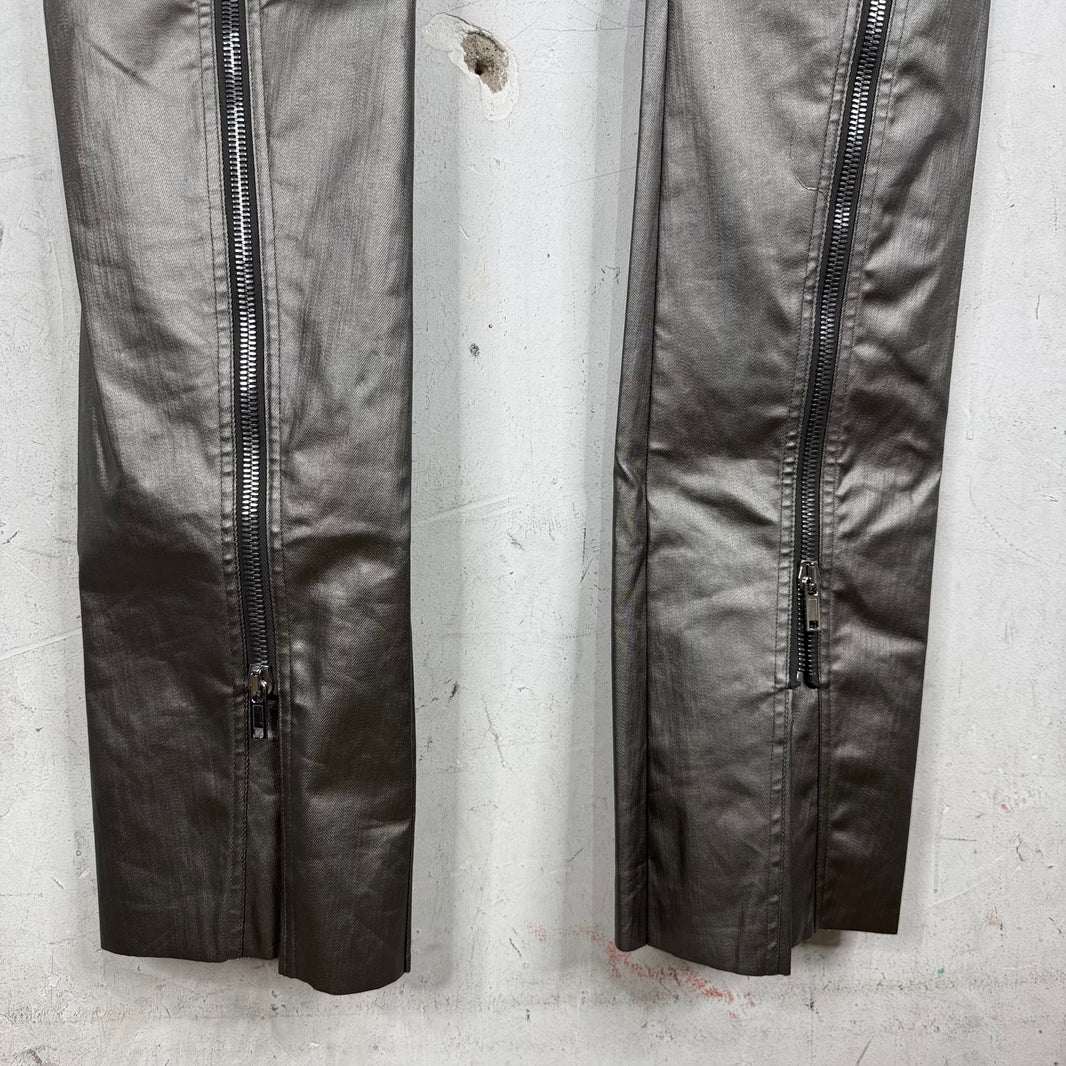 Rick Owens Lido Silver Coated Banana Bolan Jeans