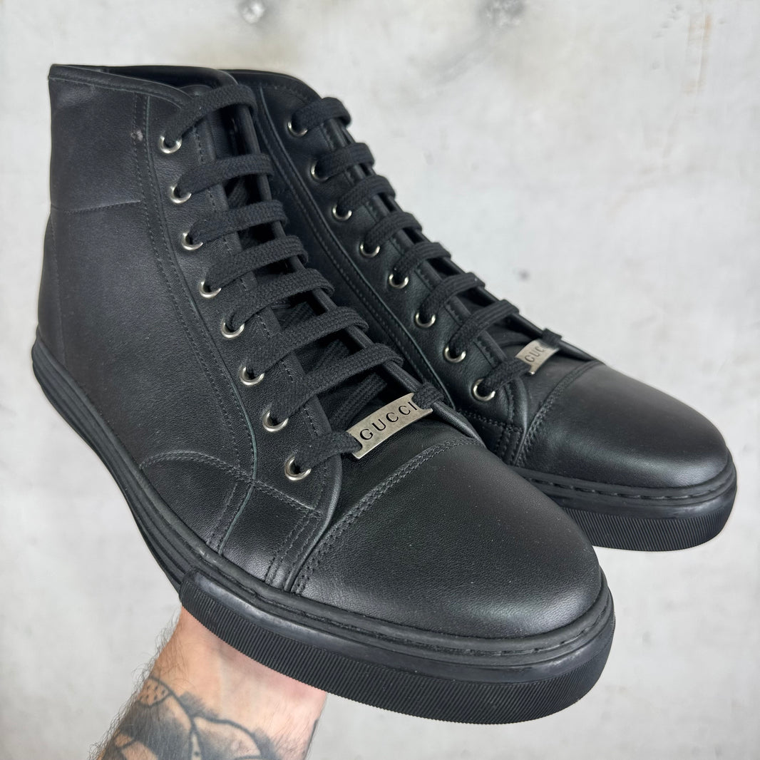 Gucci Black High Top Leather Sneakers