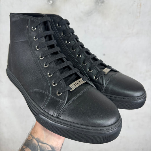 Gucci Black High Top Leather Sneakers