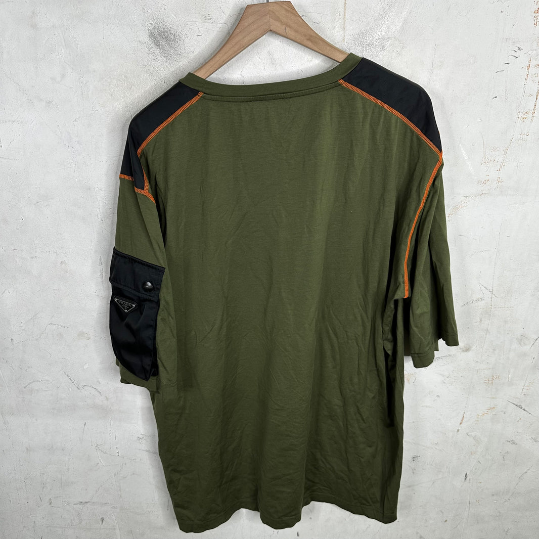 Prada Nylon Paneled Plaque T-Shirt