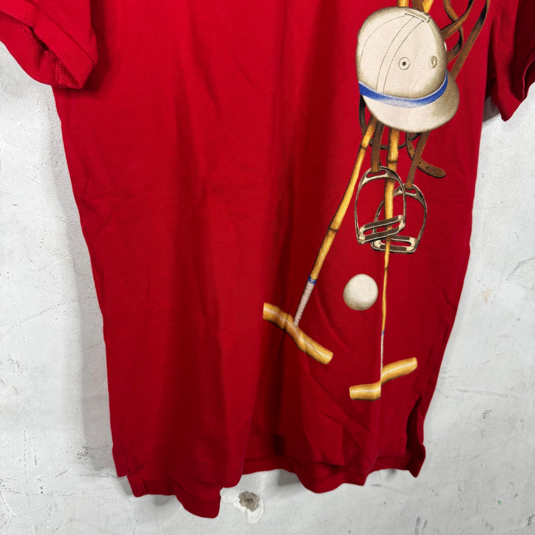 Ralph Lauren Red Printed Equipment Polo Shirt