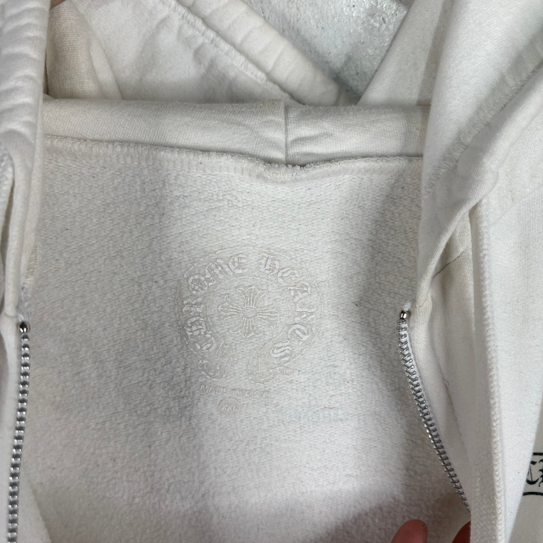 Chrome Hearts TBar White Zip Hoodie