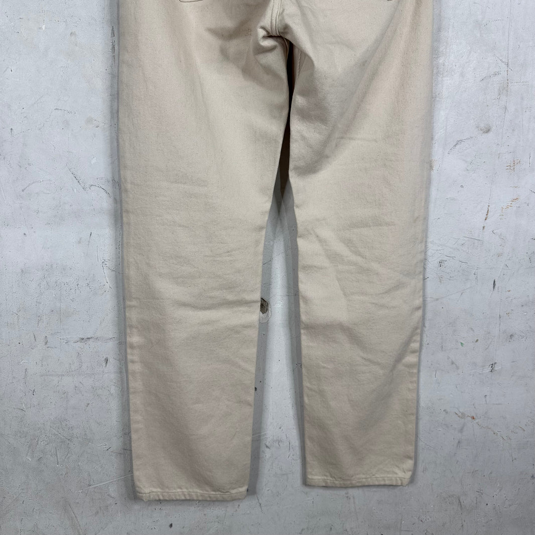 Margiela Frayed Waistband Ecru Jeans