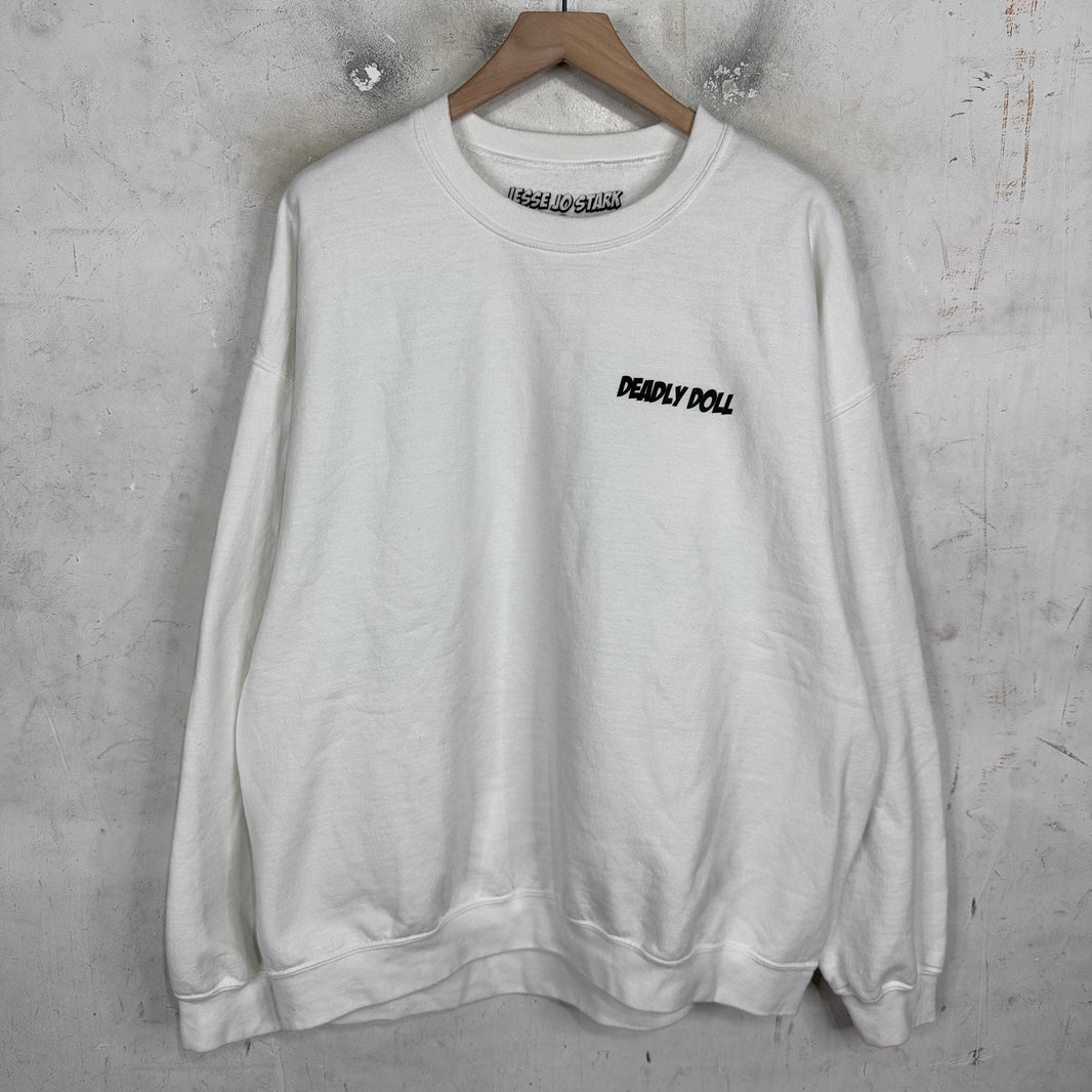 Deadly Doll White Comic Print Crewneck