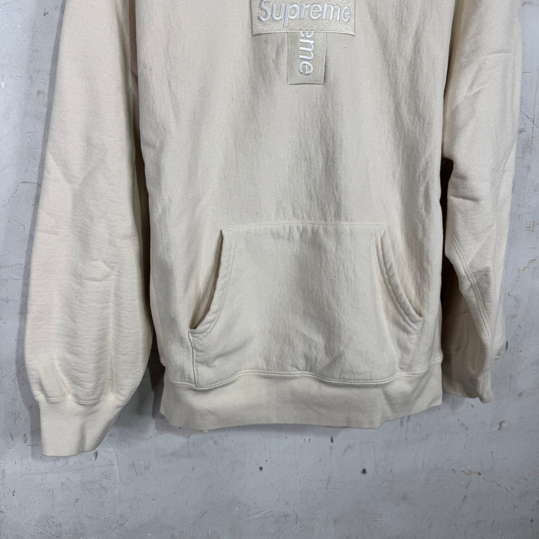 Supreme Cross Cream Box Logo Hoodie