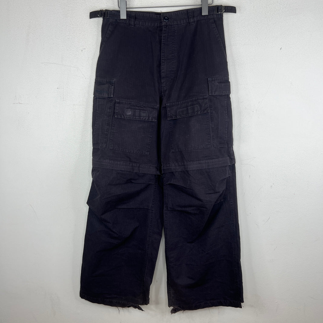 Balenciaga Navy Ripstop Convertible Cargo Trousers