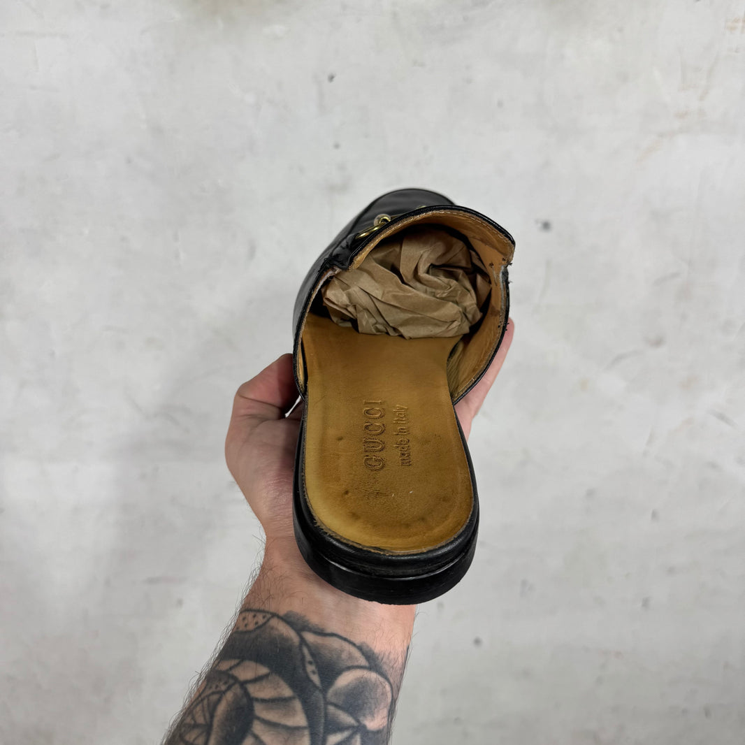 Gucci Black Horse-Bit Mules