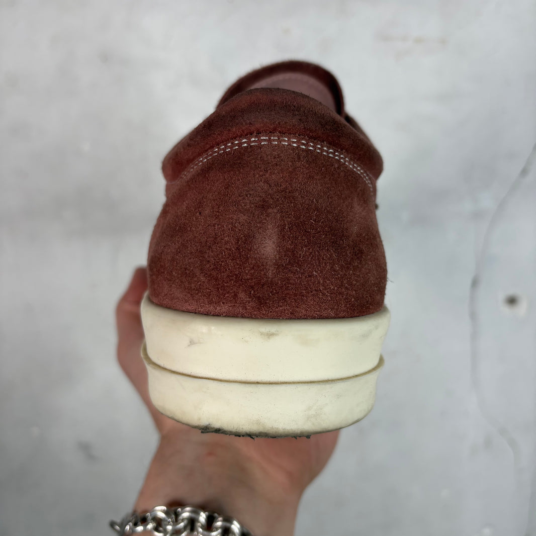 Rick Owens Burgundy Suede Vintage Sneakers
