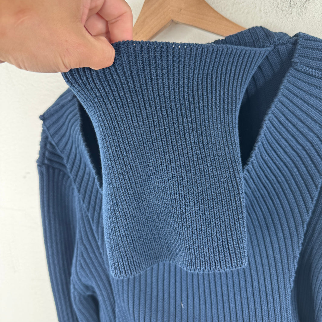 Bottega Veneta Navy Knit Turtleneck Cropped Sweater