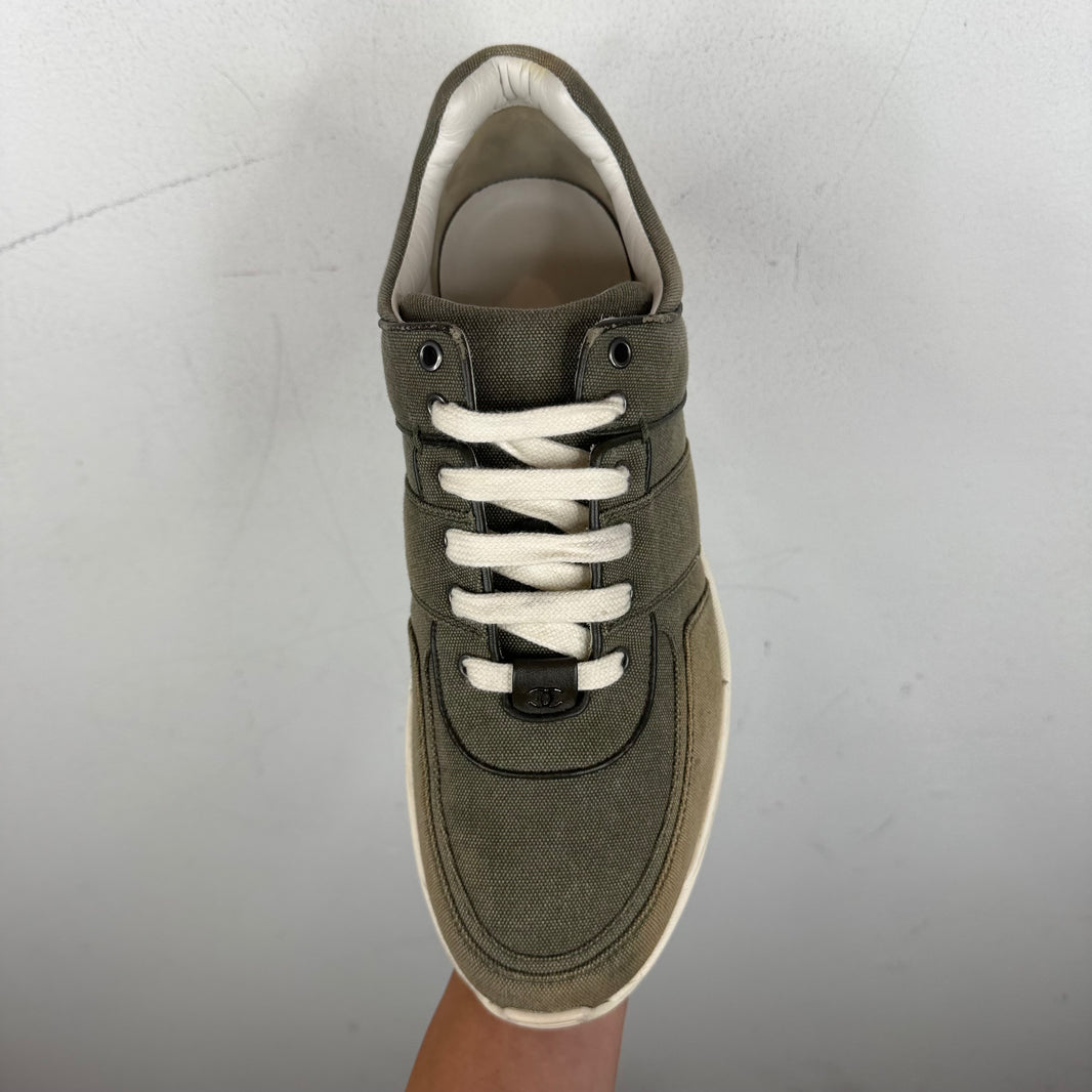 Chanel Olive Canvas Trainers