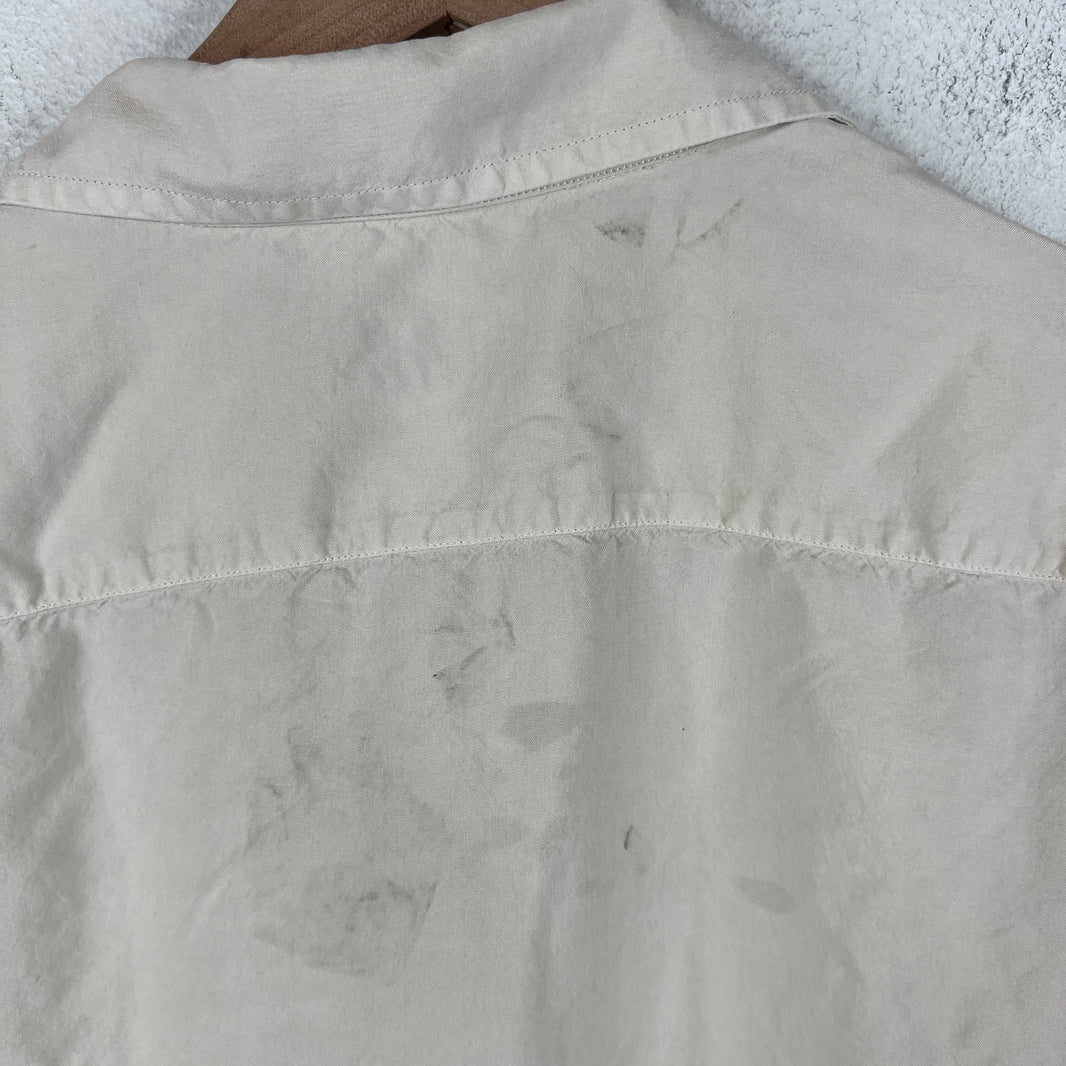 Zegna Beige Silk Button Up Shirt