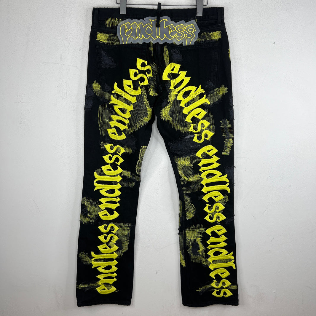 Endless Denim Yellow Logo Denim Jeans