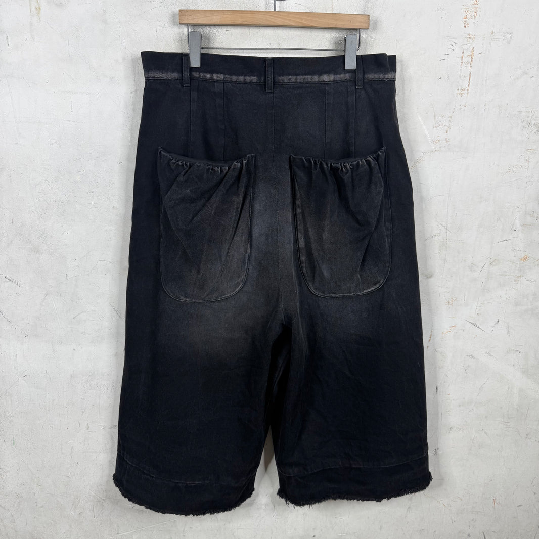 Rivington Wide Leg Pleated Long Denim Shorts
