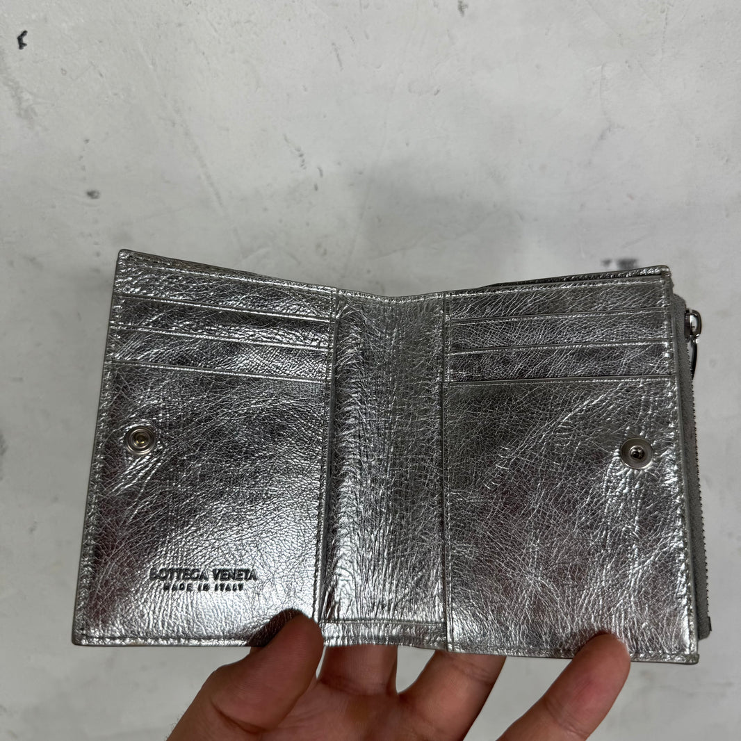 Bottega Metallic Intreciatto Bifold Wallet