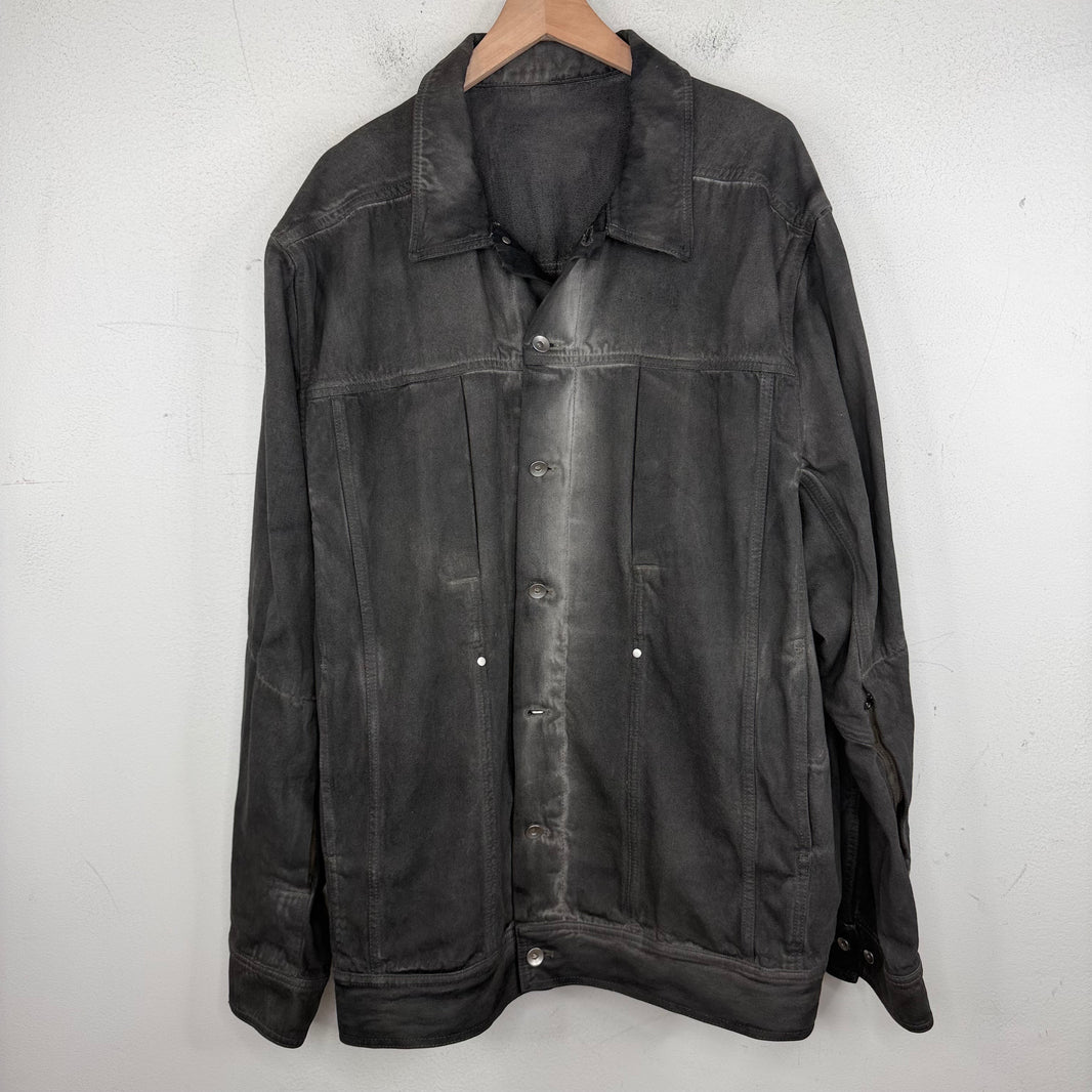 Rick Owens Lido Washed Selvedge Denim Button Up Work Jacket