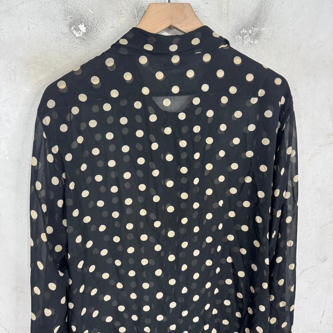 Saint Laurent Silk Dotted Scarfed Button Shirt