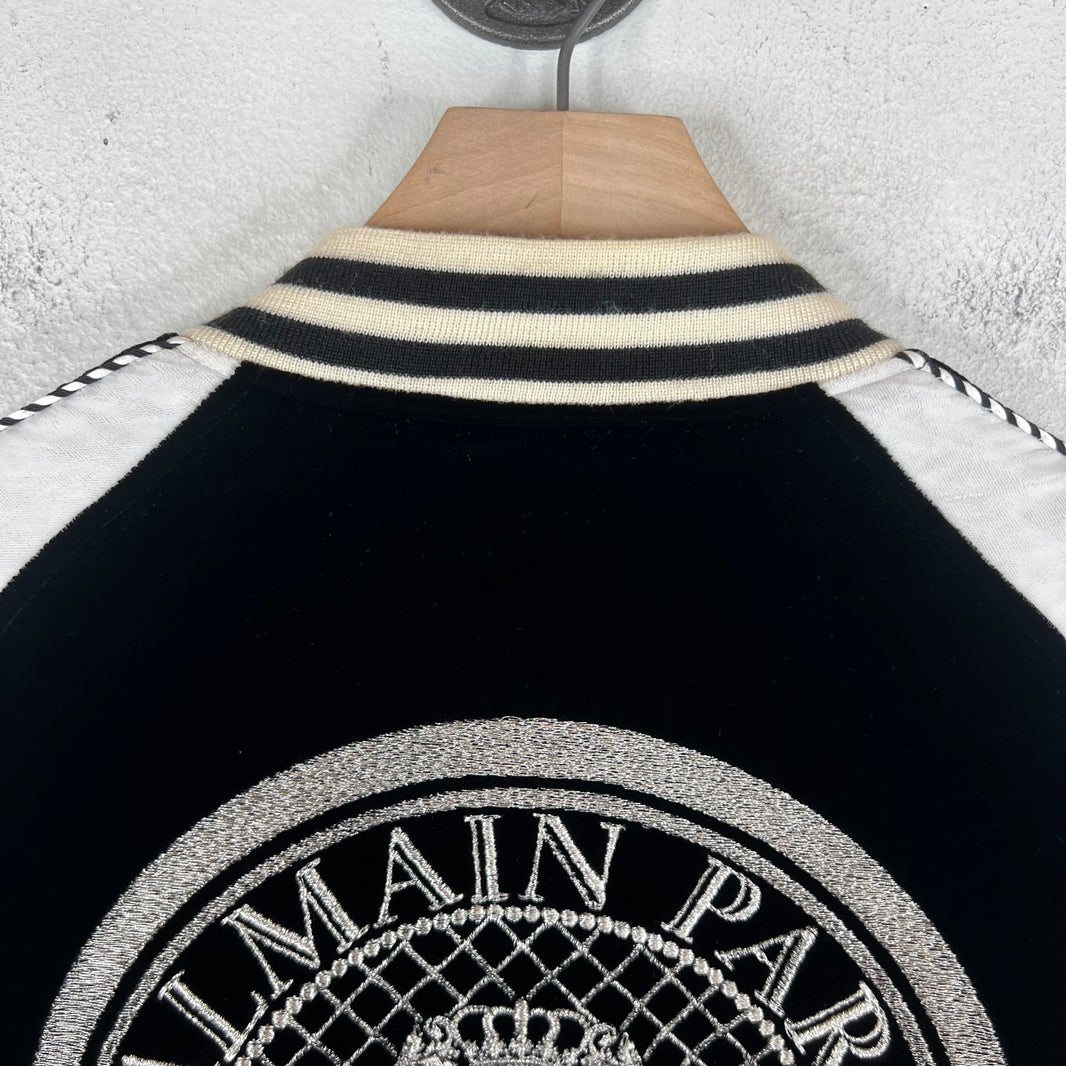 Balmain Crest Velour Teddy Jacket