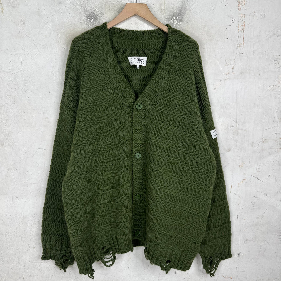 Margiela MM6 Green Frayed Cardigan