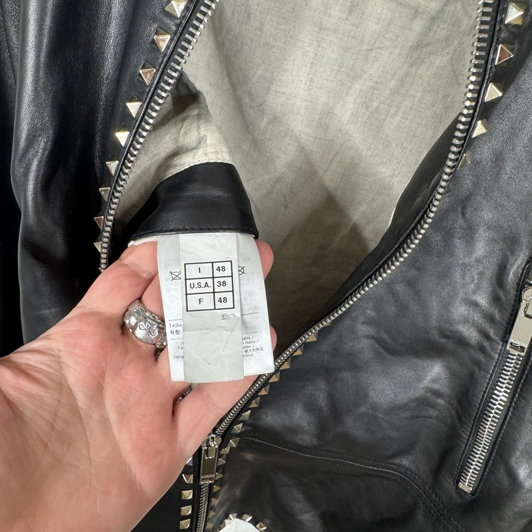 Valentino Rock Stud Leather Cafe Racer Jacket