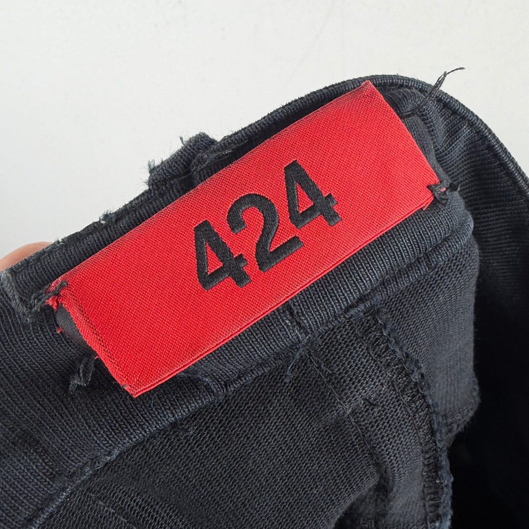 424 Black Striped Cotton Pants