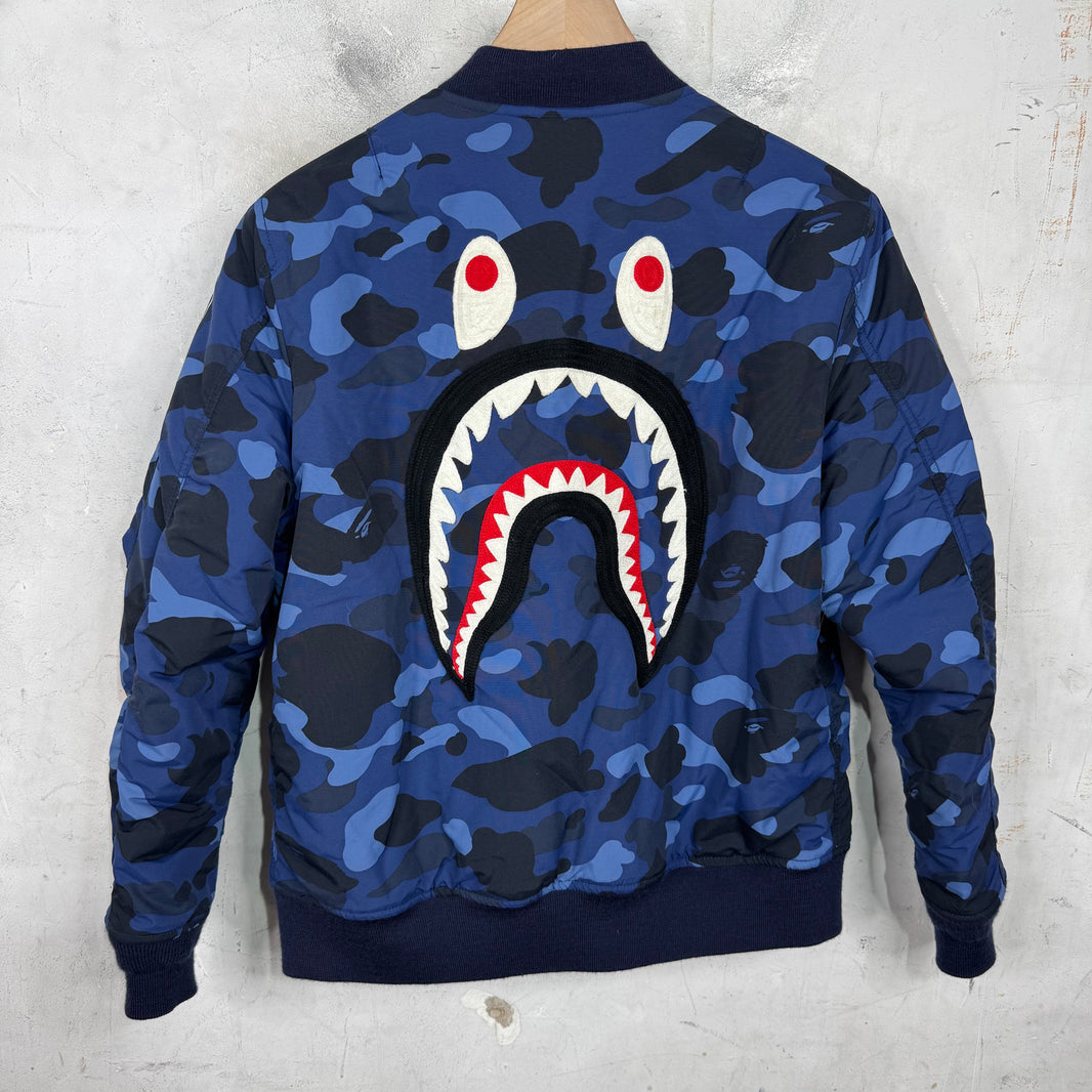 Bape Blue Camo Shark Bomber Jacket