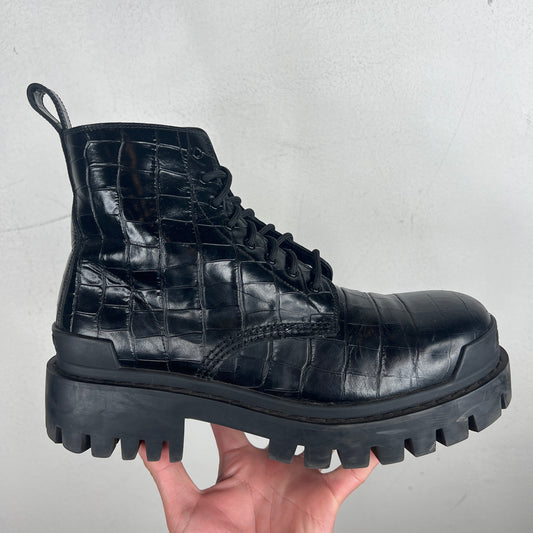 Balenciaga Croc Leather Strike Boots