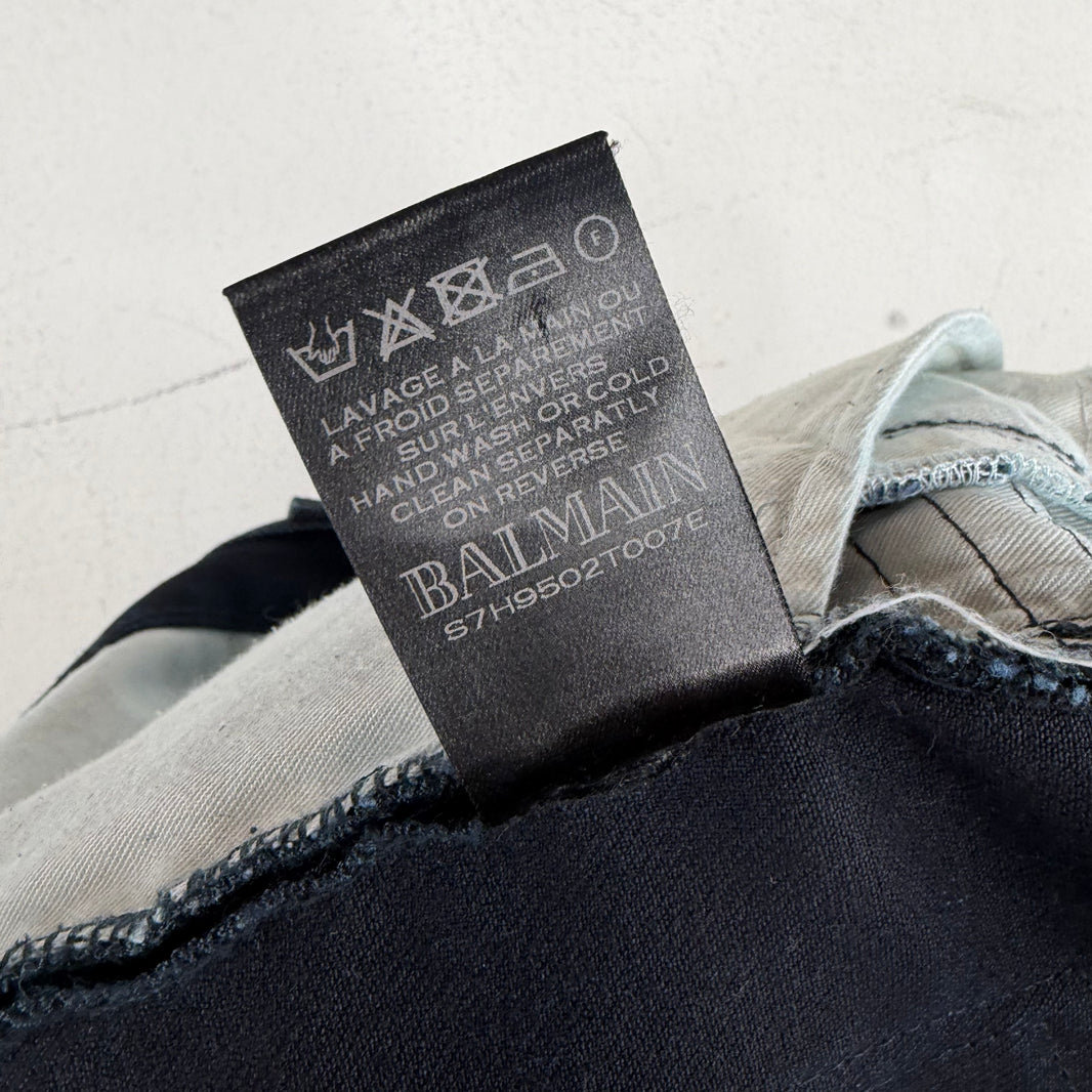 Balmain Indigo Double Zip Biker Jeans