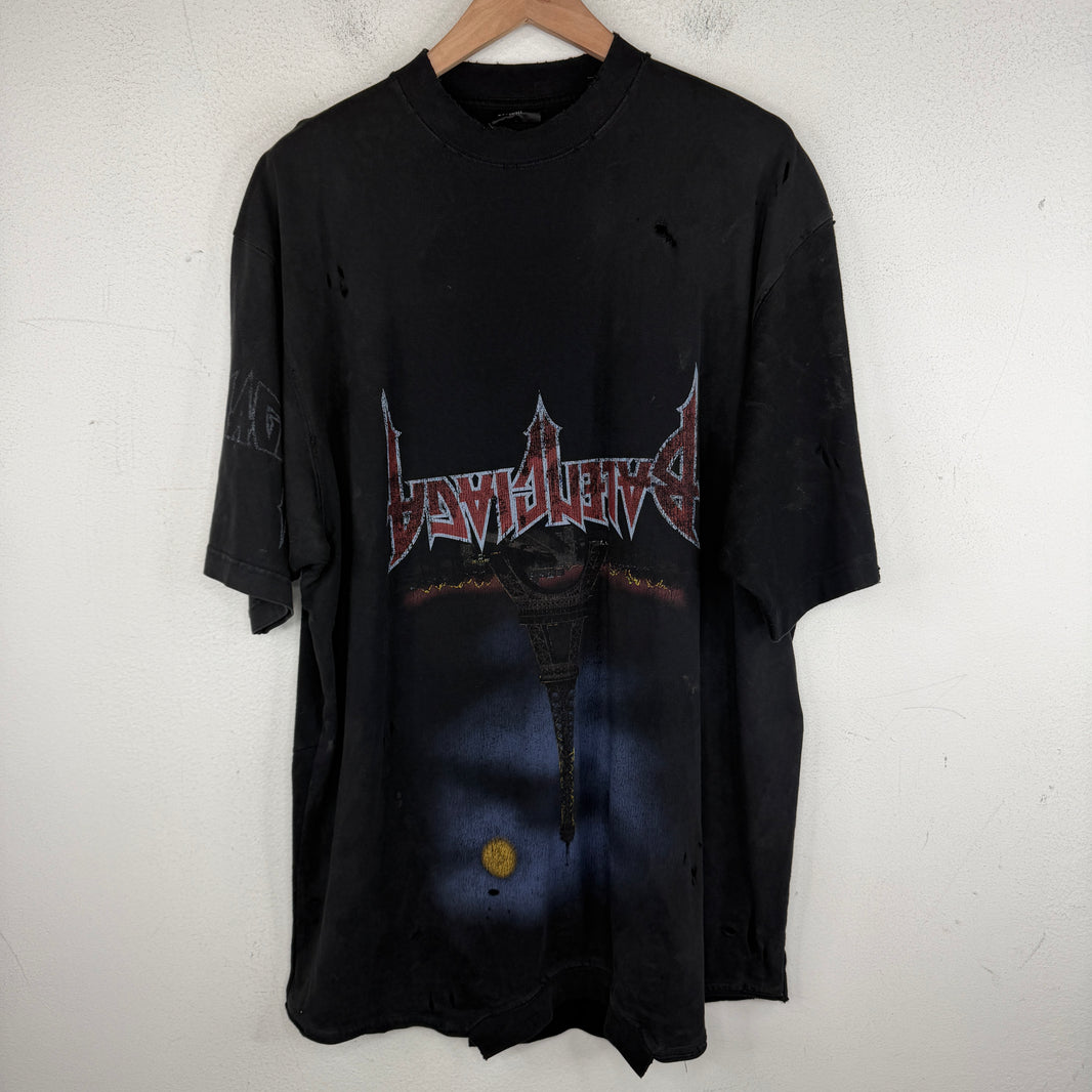 Balenciaga Hybrid Distressed Upside Down Paris T-Shirt
