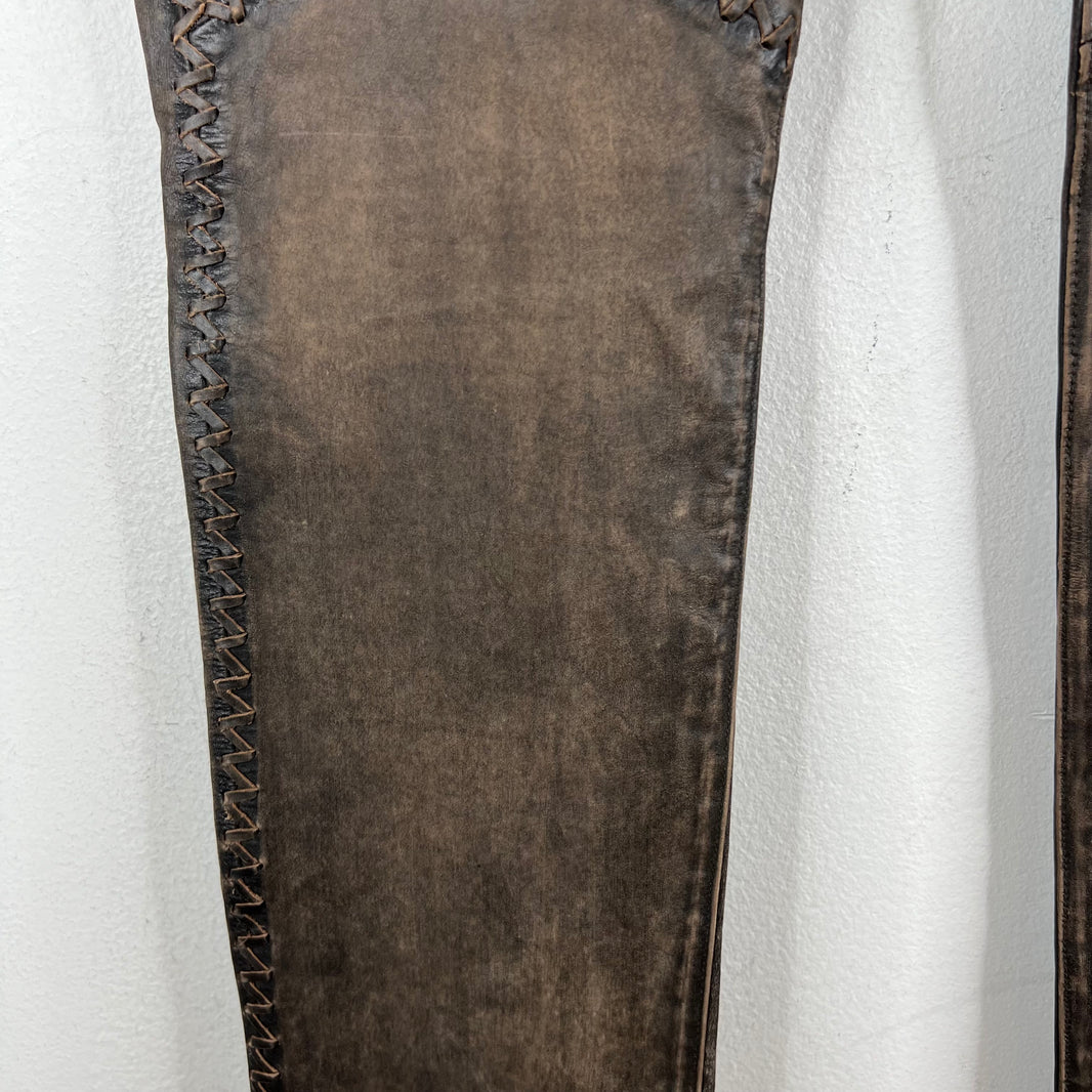 RRL Cross Stitch Leather Jeans