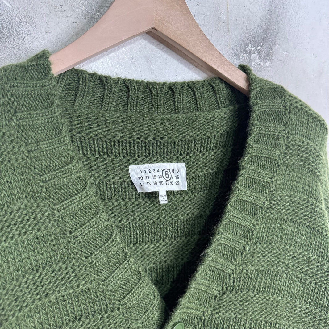 Margiela MM6 Green Frayed Cardigan