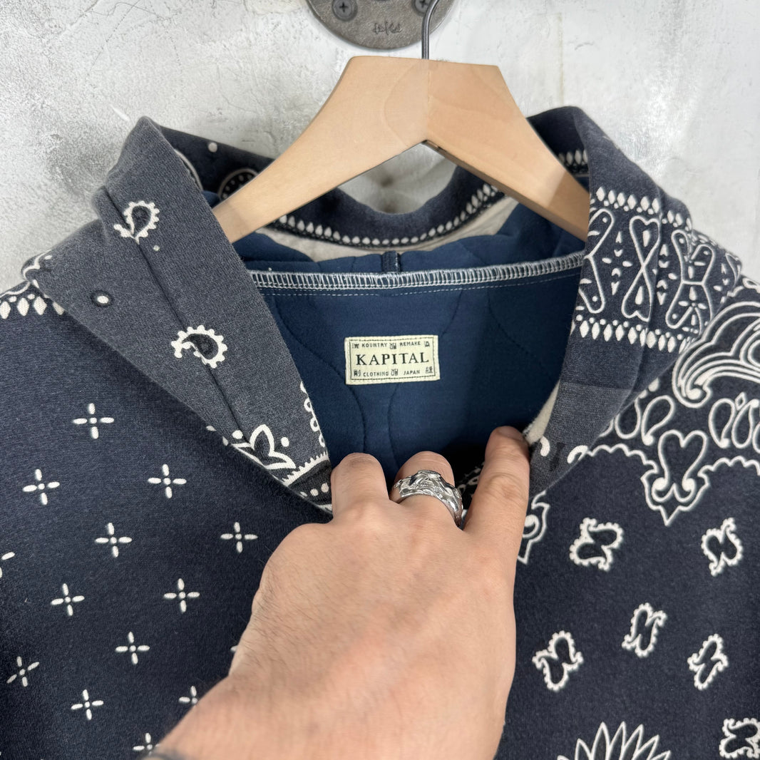 Kapital Hybrid Quilted Paisley Zip Hoodie