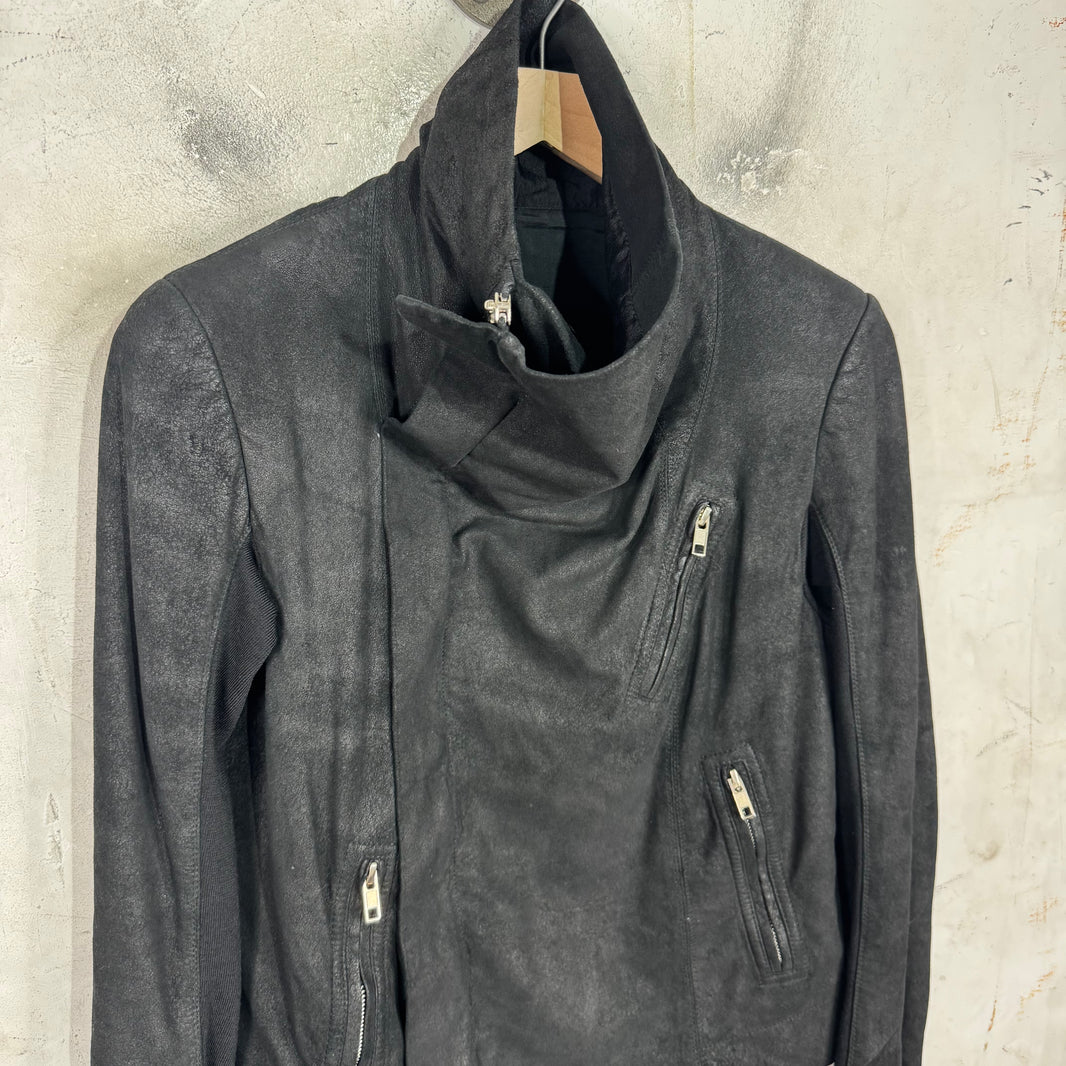 Rick Owens Asymmetrical Blistered Leather Jacket