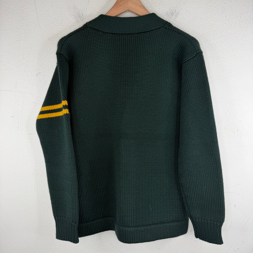 Prada Green Sleeve Stripe Knit Cardigan