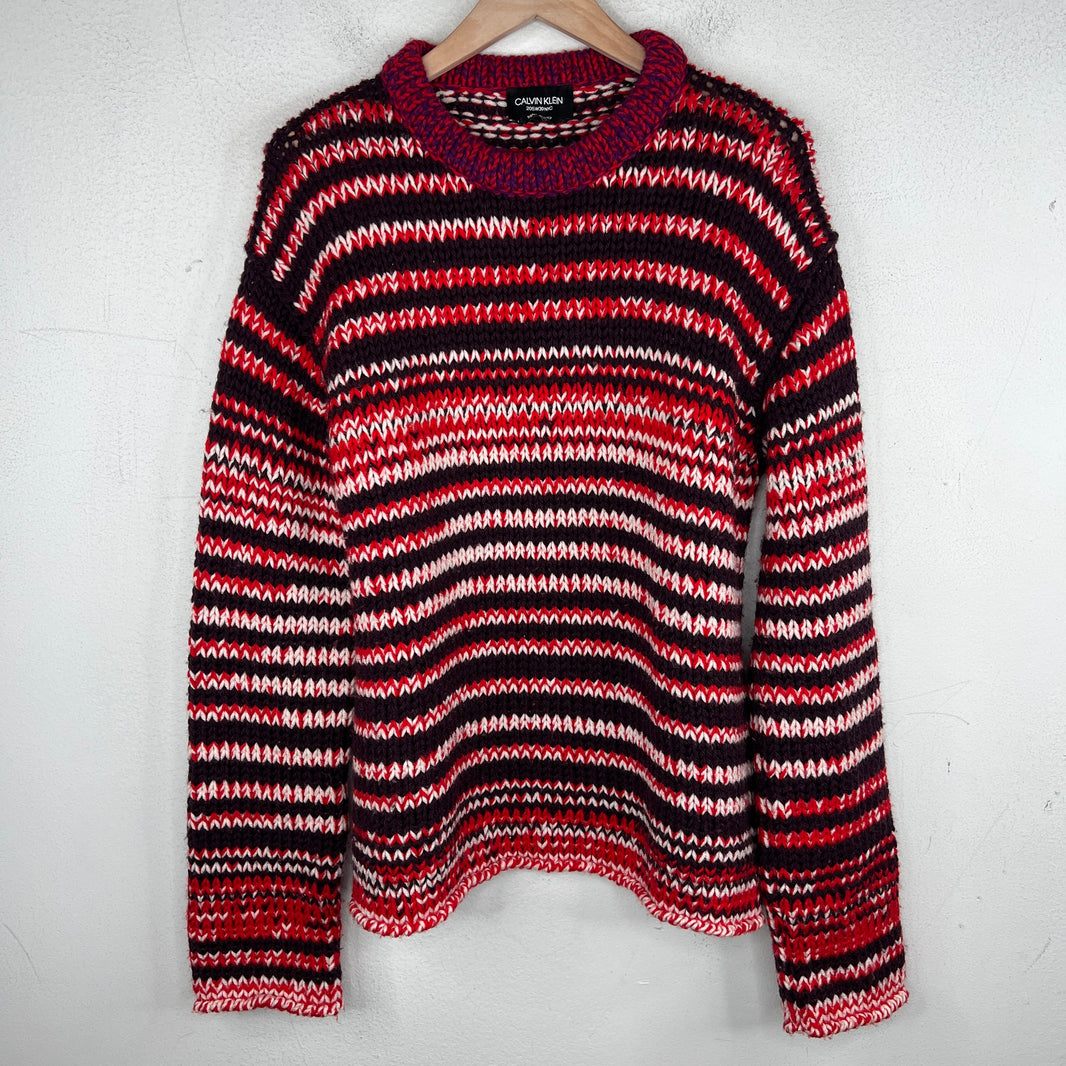 Calvin Klein 205W39NYC Red Striped Knit Sweater