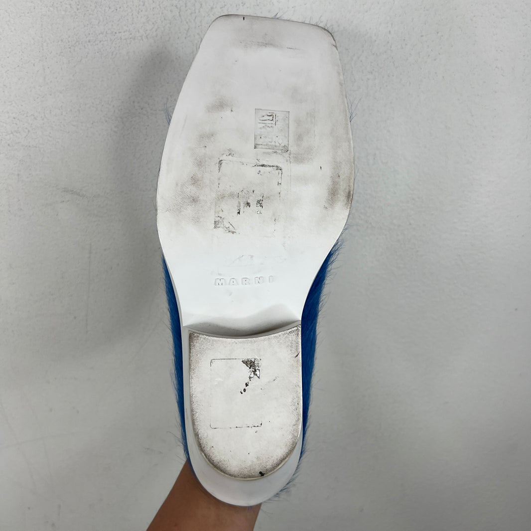 Marni Blue Calf Hair Loafers