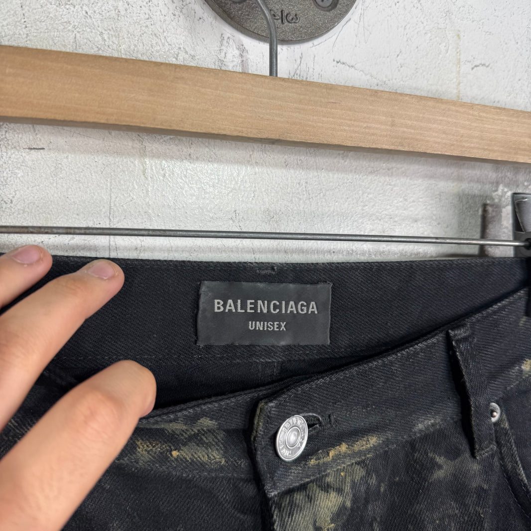 Balenciaga Mud Slashed Jeans