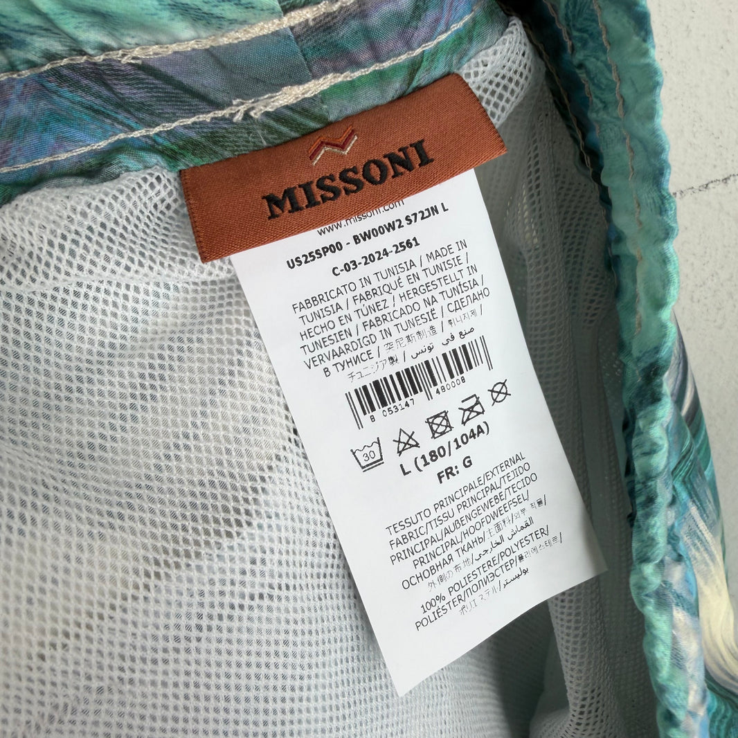 Missoni Blue Zig Zag Printed Swim Shorts