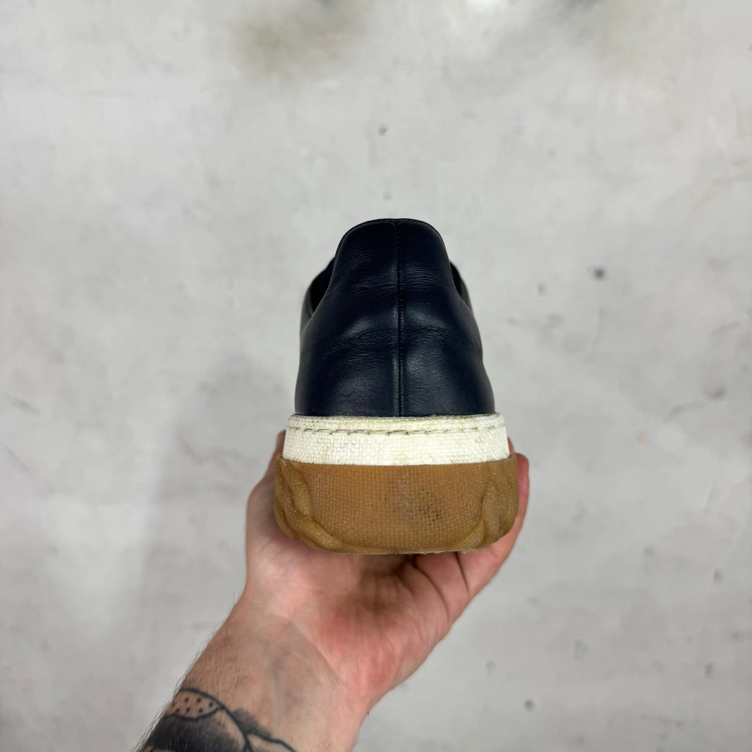 Thom Browne Navy Leather Vitello Sneakers
