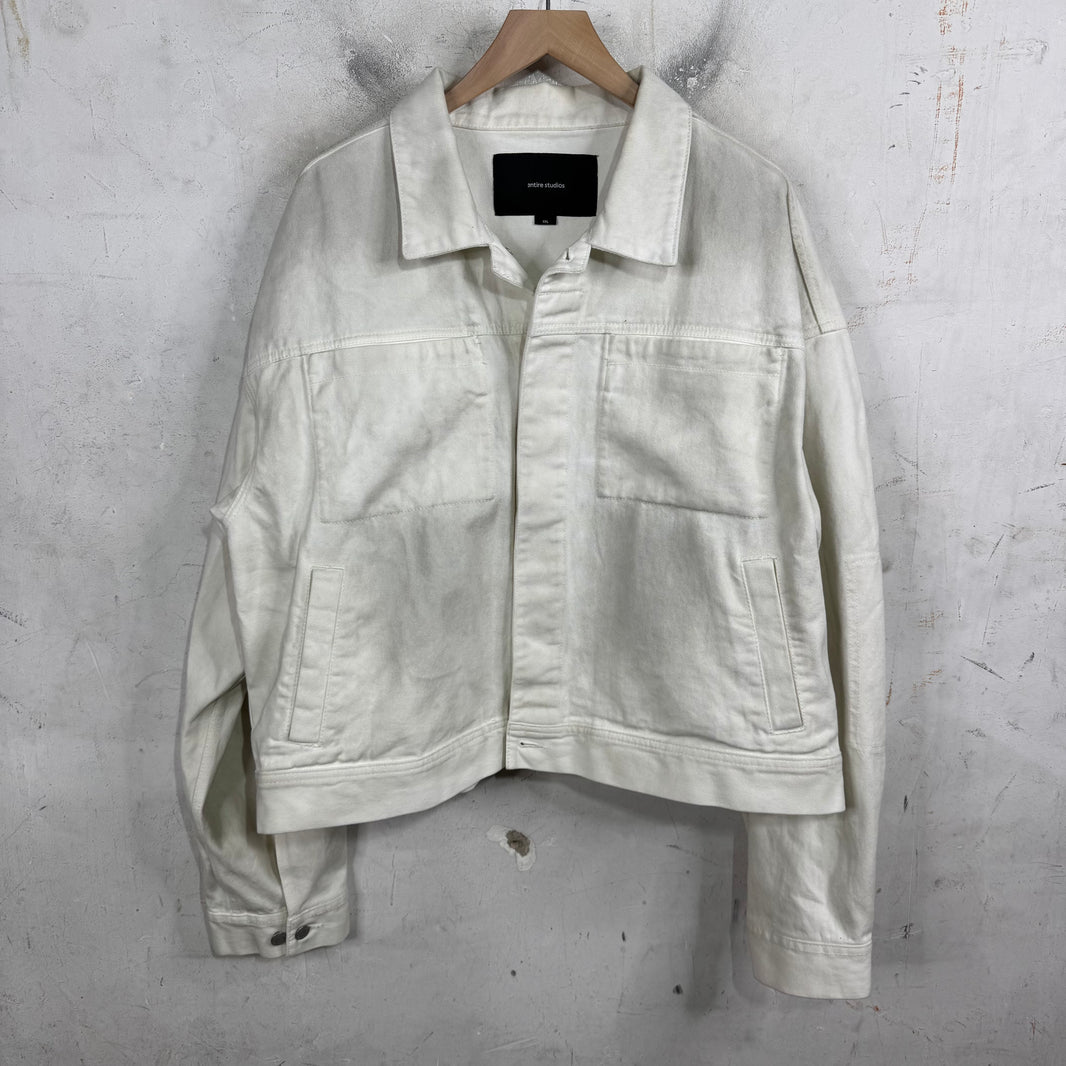 Entire Studio Dirty Wash Denim Jacket White