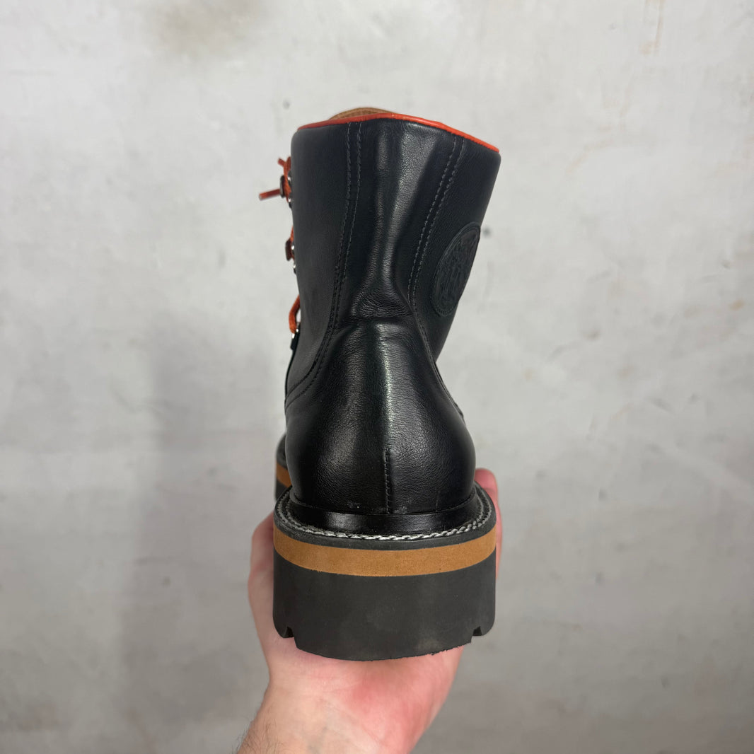 Hermes Leather Orange Trimmed Hiking Boots