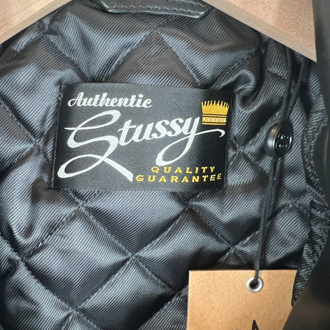 Stussy Leather S Wing Cropped Biker Jacket