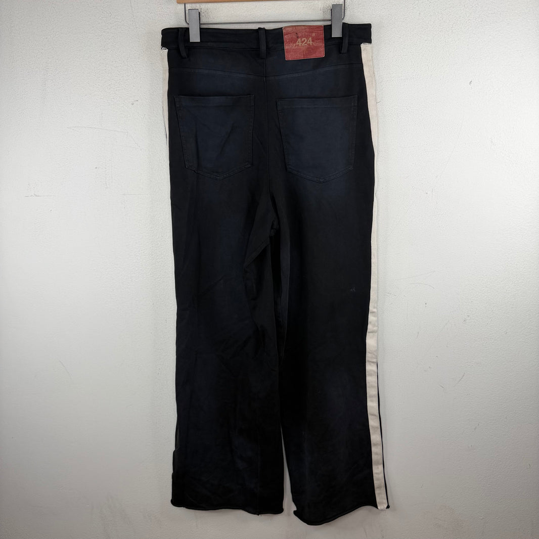 424 Black Striped Cotton Pants